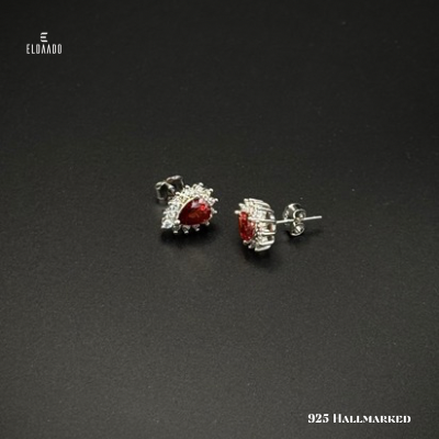 Ruby Glow – 925 Italian Silver Red Zircon Stud Earrings