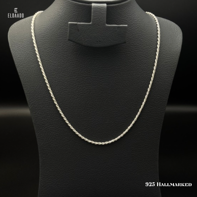 925 Italian Silver Rope Chain Necklace for Men – 19 Inch