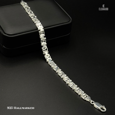 Solid 925 Italian Silver King Bracelet for Men