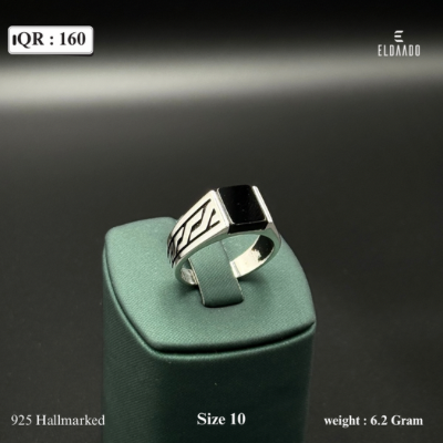 Pure 925 Silver Turkish Style Men's Ring with Black Onyx Stone – 6.2 Gram, Size 10 US