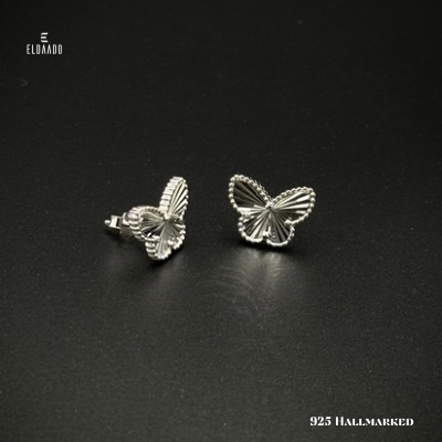 925 Italian Silver Butterfly Motif Stud Earrings