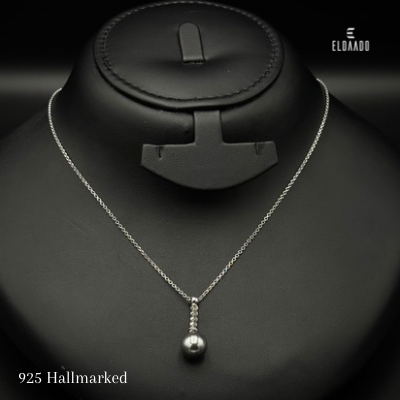 Italian 925 Silver Necklace with Tahitian Pearl Drop Pendant for Women-3.8 Gram