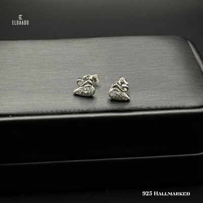 925 Italian Silver Sparkling Swarovski-Style Stud Earrings