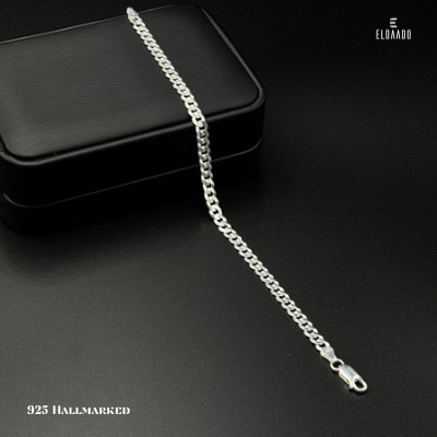 925 Italian Sterling Silver Men’s Curb Bracelet