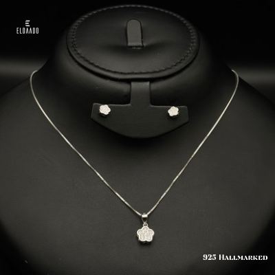 925 Sterling Silver Necklace and Earring Set for Women