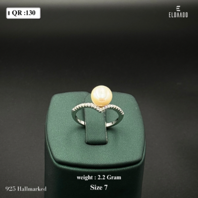 Elegant 925 Italian Silver Pearl Ring for Ladies – 2.2 Gram, Size 7
