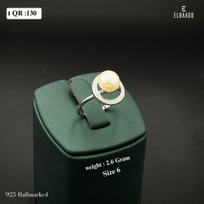 925 Italian Silver Pearl Ring for Ladies – 2.6 Gram, Size 6