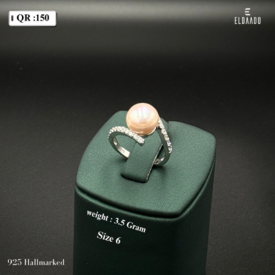 925 Italian Silver Pearl Ring for Ladies – 3.5 Gram, Size 6 US