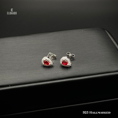 Red Elegance – 925 Silver Ruby Zircon Studs for Women