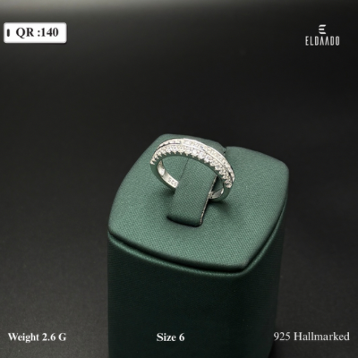 925 Italian Silver Band Ring for Women with Micro Zircone Stones – 2.6 Gram, Size 6 US