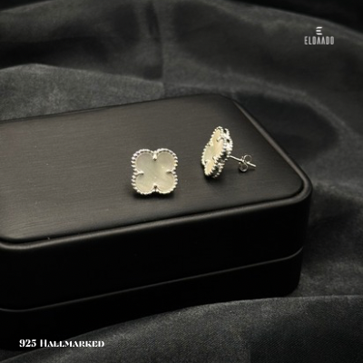 925 Italian Silver VCA Clover Stud Earrings for Women