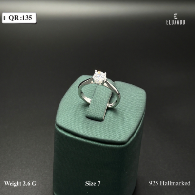 Pure 925 Italian Silver Solitaire Ring for Women – 2.6 Gram, Size 7 US