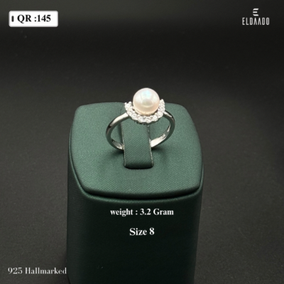 925 Italian Silver Pearl Ring for Ladies – 3.2 Gram, Size 8 US