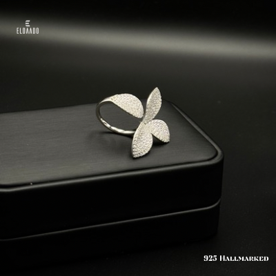 925 Italian Silver Charm Flower Open Ring for Women