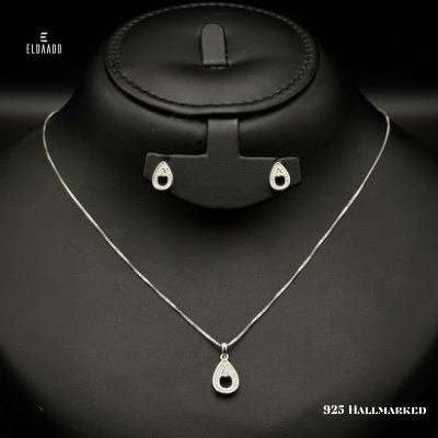 925 Italian Silver Necklace and Earring Set for Women
