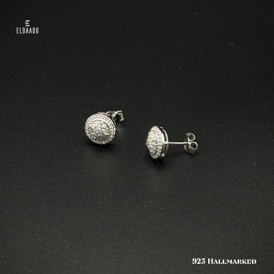 Elegant 925 Silver Round Micro Zircon Ear Studs