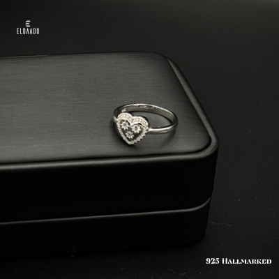 925 Italian Silver Heart Shaped Ring for Women