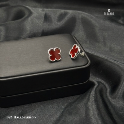 925 Italian Silver VCA Clover Stud Earrings for Women