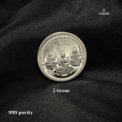5 Gram Pure 999 Silver Coin – Lakshmi Saraswati Ganesh Design