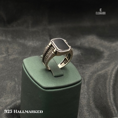 925 Silver Turkish Style Men’s Ring with Black Stone